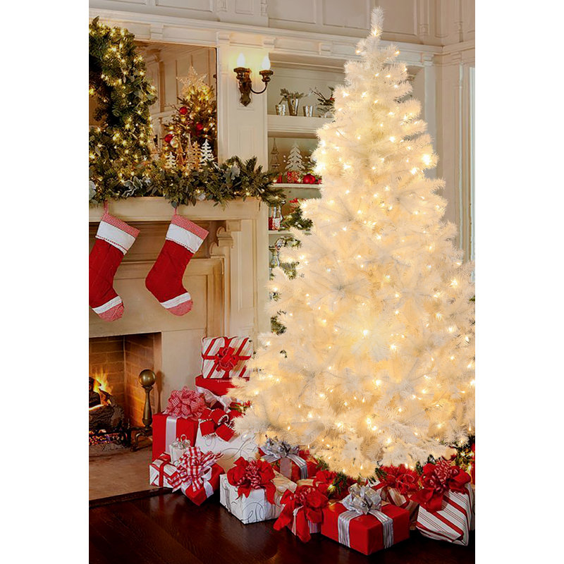 The Holiday Aisle® 7' White Fir Christmas Tree with 350 LED Lights